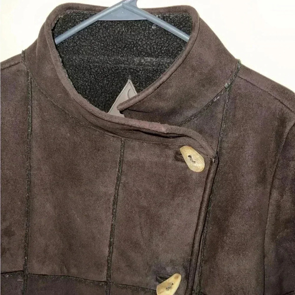 Fjallraven Suede Fleece Lined Jacket Toggle Buttons Brown Women’s Medium - Picture 2 of 5